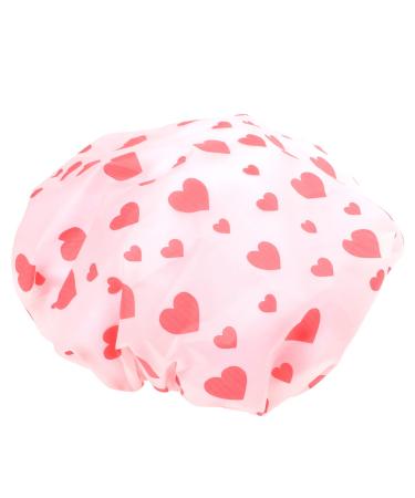 FRCOLOR Girl Beanie Shower Bath Floral Plastic Printed Spa Caps Girls Reusable Wrap Double for Beauty Bonnet Protector Elastic Cap Heart Flower Salon Bathing Cover Eva Womens Shower Caps 29x29cm Pink