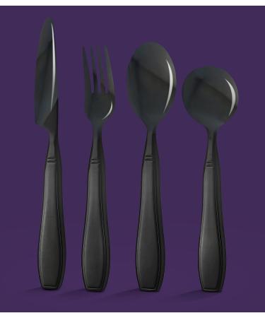 Special Supplies Adaptive Utensils - 4-Piece Stainless Steel Set for Hand Tremors, Arthritis, Parkinson's - Heavy Weighted with Non-Slip Handles - Gunmetal - Buy Online on GoSupps.com