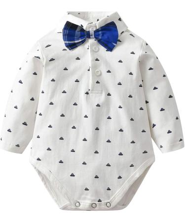 Famuka Baby Boy 3 Piece Formal Outfit Suit | Bows Waistcoat Gentleman Tuxedo Navy | 2-9 Months - Buy Online on GoSupps.com