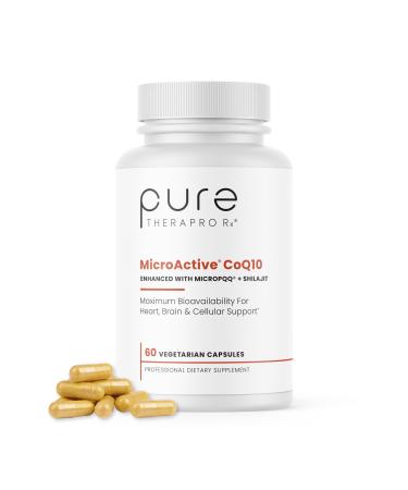 MicroActive CoQ10 Enhanced with MicroPQQ + Shilajit Sustained Release 60 Veg Caps | Convenient Once a Day Clinical Dose | 2 Month Supply | Vegan | Pharmaceutical Grade