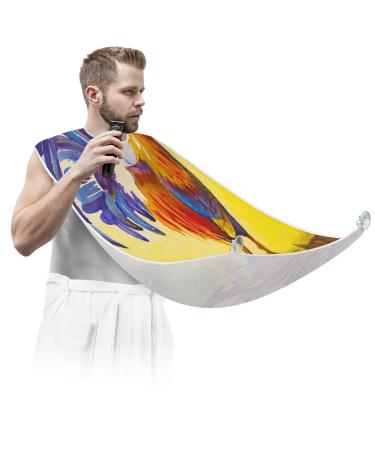 Beard Bib Apron Beard Bib Hair Catcher for Men Shaving and Trimming Non-Stick Waterproof Beard Cape Grooming Cloth Rooster Paint