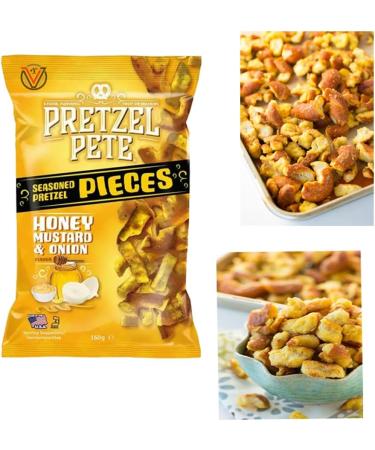 Pretzel Pete Honey Mustard & Onion Broken Pretzel Pieces 4 x 160g Bags - Buy Online on GoSupps.com