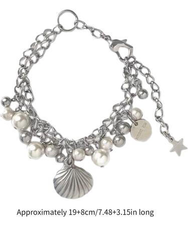 OralGos Harajuku Style Shell Pendant Bracelet - Adjustable Pearl Bangle Hand Chain Jewelry for Women | Perfect New Year Gift - Buy Online on GoSupps.com