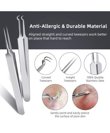 DUCare Blackhead Remover Tools Set - 9 Pcs Pimple Popper Kit with Metal Case for Blackheads, Pimples, Zit Removal - Whitehead Extractor Tools - Buy Online on GoSupps.com