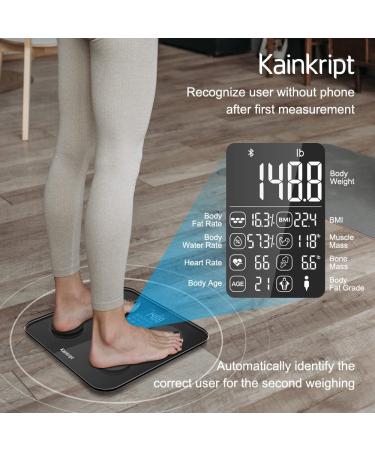 Kainkript Body Weight Scale with BMI, Heart Rate, Water & Muscle Measurement - 400lb Bluetooth Scale - Buy Online on GoSupps.com