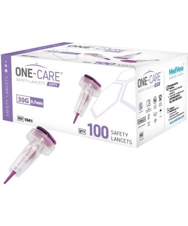 MediVena ONE-CARE Safety Lancets - 30G Sterile Finger Prick Device for Diabetes Testing Push Button Activation 100/Box - Buy Online on GoSupps.com