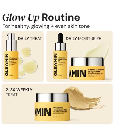 Gleamin Vitamin C Clay Mask with Turmeric - Deep Cleansing Acne Treatment | 2.1 Oz - Buy Online on GoSupps.com