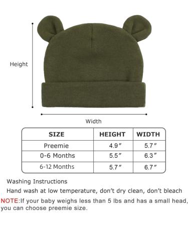 XIAOHAWANG Newborn Hospital Hat Preemie Boys Girls Beanie with Bear Ears | Infant Baby Hats 0-6 Months - Color-D - Buy Online on GoSupps.com