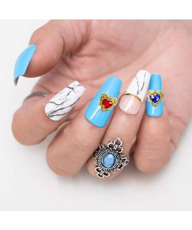 WOKOTO 30pcs 3D Hearts Nail Charms - Holographic Coloful Rhinestones & Gold Alloy Gems for Nail Art - Big Crystals Kit - Buy Online on GoSupps.com