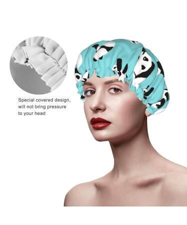 Cute Panda Shower Cap - Reusable Double Layer Bath Cap for Women | Waterproof & Elastic with PEVA Lining (1 piece) - Buy Online on GoSupps.com