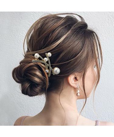 Chicamy Plug-In Combat Hair Crest - 4 Teeth Strass Socket Comb & Pearl Wedding Accessories for Women - 2 Pieces Silver Crystal Hair Accessories - Buy Online on GoSupps.com