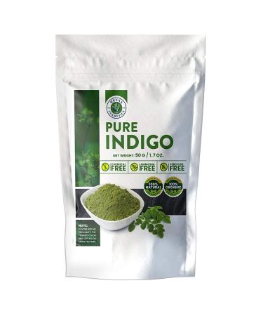 Henna Cosmetics Indigo Powder for Hair Organic Black 50 Grams (1.7 Ounces) - Pure Henna Powder for Natural Indigo Hair Dye Kit