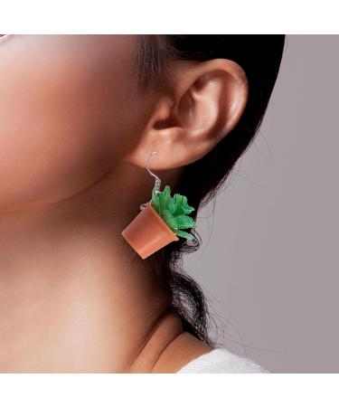 Feylie Small Bonsai Earrings - Creative Succulent Jewelry | Perfect Garden Gift for Mothers Women and Gardeners - Red - Buy Online on GoSupps.com