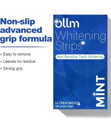 Ollm Teeth Whitening Strips - Enamel Safe Hydrogen Peroxide for Sensitive Teeth 14 Treatments Professional Mint Flavor - Buy Online on GoSupps.com
