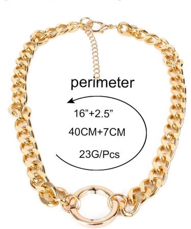Chic Gold Chunky O Ring Double Choker Necklace | Stylish Curb Chain for Women | Perfect Fashion Gift - Buy Online on GoSupps.com