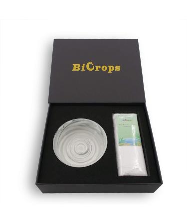 Bicrops Ceramic Shaving Soap Bowl for Men - Non-Slip Handle, Wide Mouth, Large Capacity - White & Black - Buy Online on GoSupps.com