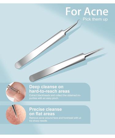 Upmore 6PCS Blackhead Remover Kit - Professional Stainless Acne Extraction Tools with Metal Case and Tweezers - Ideal for Whitehead & Blemish Removal on Nose & Face - Buy Online on GoSupps.com