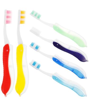 Healvian travel toothbrush 6 pieces foldable toothbrush portable toothbrush integrated case foldable multi-colored travel toothbrush set for hiking camping travel