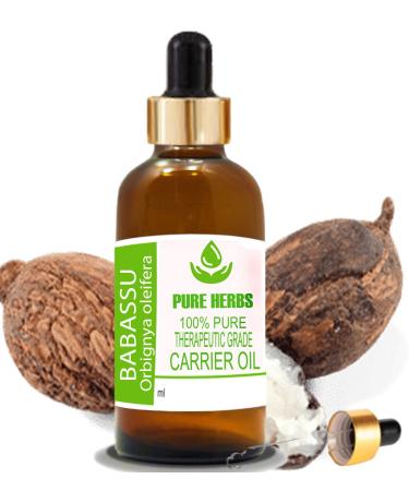 Pure Herbs Babassu Oil (Orbignya oleifera) Pure & Natural Therapeutic Grade Carrier Oils with Pipettes (30 ml)