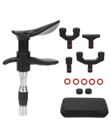 Manual massage spine manual chiropractic adjuster 10-speed 4 heads joint discharge physical massage spine tool with fabric bag (black)