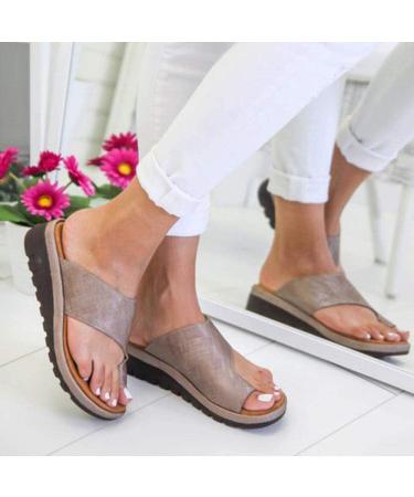 Earnmore Women's Summer Big Toe Correction Sandals | Bunion Corrector Shoes for Hallux Valgus | Stylish & Comfortable Beach Travel Footwear - Size 37 EU Silver - Buy Online on GoSupps.com