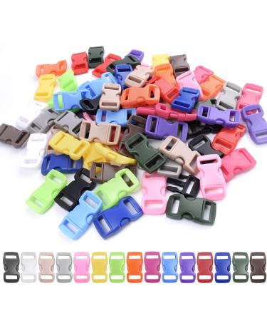 100 Pack Assorted 3/8 Curve Contoured Side Release Buckle for Parachute 550 Cord - FLC003-C Solid Mix - Sewing Accessories - Buy Online on GoSupps.com