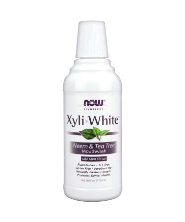 Now Foods Solutions Xyli-White Mouthwash Fluoride-Free Neem & Tea Tree with Mint Flavor 16 fl oz (473ml)