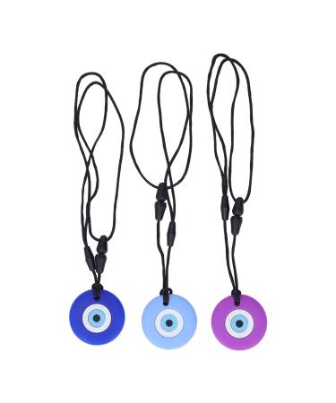 Silicone bite ring toys for babies 3-part set made of round silicone bite ring toys with blue eyes portable funny soft round soothing soothing sensory chewing trailer baking tooth