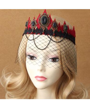 Lurrose Halloween Gothic Crown Hairband | Vampire Queen Lace Headband for Girls | International Shipping - Buy Online on GoSupps.com