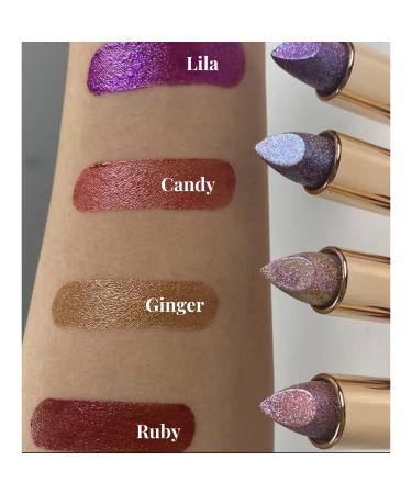 Mynena Nude Shimmer Lipstick with Silver Gold Glitter - Hydrating Formula, Vibrant Color | Talc-Free, Paraben-Free, Gluten-Free, Cruelty-Free, Sulfate-Free - Ginger - Buy Online on GoSupps.com