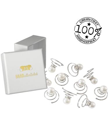 Buy 10 Silver Hair Clips with Pearls for Updo Weddings | Elegant 1.5cm Curlies Storage Box Included - Buy Online on GoSupps.com