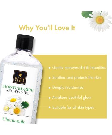 Chamomile Moisture Rich Shower Gel 300ml | Soothing Vegan Body Wash for All Skin Types | Paraben & Mineral Oil Free Hydrating Nourishing Formula - Buy Online on GoSupps.com