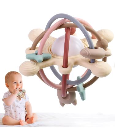 HHMY Teething Toys for Babies 3-6-12-36 Months Soft Silicone Montessori Toys for Baby Toys 6 to 12 Months Baby Chew Toys Baby Rattle Teether Toddlers Sensory Toys Baby Girls Boys Gift Dark