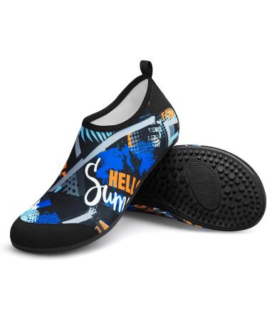 Homitem Water Shoes - Quick-Dry Aqua Yoga Socks for Men and Women - Surf, Swim, and Beach Pool Shoes - Graffiti Colorful Design - Size 8.5-9.5 Women/7.5-8.5 Men - Buy Online on GoSupps.com