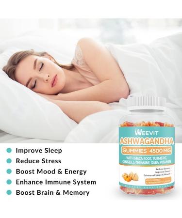 Organic Ashwagandha Gummies with Maca Root Powder - 4500mg for Sleep, Stress Relief, Energy Boost - 2-Pack (60 Count Each) - Buy Online on GoSupps.com
