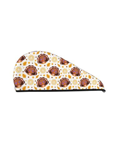 Hair Towel Wrap Hair Drying Towel with Button Towel Turban Head Towel to Dry Hair Quickly (Fall Turkey)