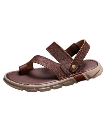 WCXTY Foot Correction Flip Flops for Mens Casual PU Lightweight Non-Slip Hallux Valgus Walking Sandals Summer Comfort Soft Ring Toe Bunion Slippers for Plantar Fasciitis 8 Brown