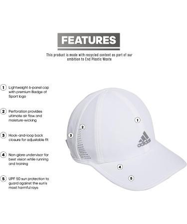 adidas Women's Superlite Relaxed Fit Performance Hat - White/Silver Reflective - One Size - Buy Online on GoSupps.com