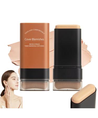 FLLUOUZH 2025 Korean Hydrating Lightweight Foundation Stick with BuiltIn Brush Flawless Eraser Foundation Stick Full Coverage & Waterproof Longwear Makeup for Natural Skin Tone 01