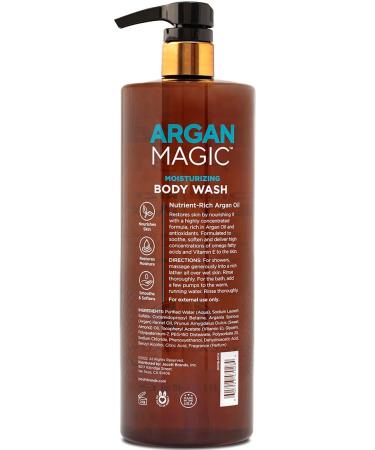 Argan Magic Cleansing Body Wash - Enriched with Argan Oil & Vitamin E | Gently Cleanses, Revitalizes, and Smooths Skin | Made in USA | Paraben Free (32 oz) - Buy Online on GoSupps.com