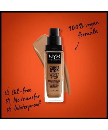 NYX Can't Stop Won't Stop Full Coverage Foundation in Cinnamon 15.5 - Long-Lasting, Waterproof & Vegan | Matte Finish - Buy Online on GoSupps.com