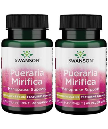 Swanson Pueraria Mirifica with B6 '&' B12 - Featuring Puresterol 60 Veg Caps 2 Pack