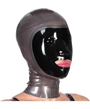 XXL Silver and Black Latex Hood & Rubber Mask - Full Cover Party Mask with Mouth-Socket | International Shipping - Buy Online on GoSupps.com