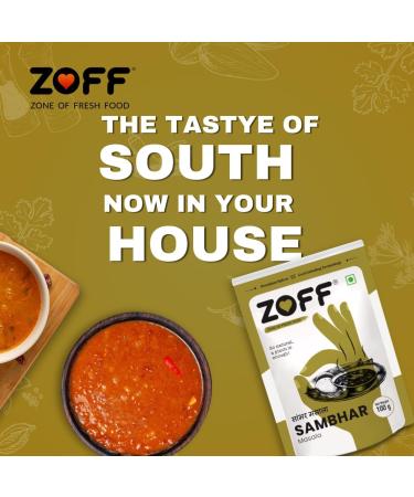 ZOFF Sambhar Masala (100g | 3.5 oz) |Lentil Soup Spice Blend| All Natural | Vegan | No Colour | Gluten Free| Indian Origin - Buy Online on GoSupps.com