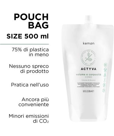  Kemon Kemon - Actyva Volume and Body Conditioner Volumizing Balm for Fine Hair with Flaxseeds Silicone-Free - 500 ml - Buy Online on GoSupps.com