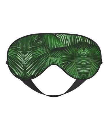 Cute Green Palm Leaves Print Double-Sided Eye Mask Soft and Light Blocking for Enhancing Sleep Quality