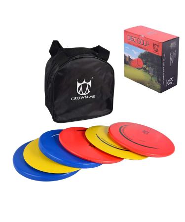 CROWN ME Disc Golf Set with 6 Discs and Starter Disc Golf Bag  Fairway Driver, Mid-Range, Putter Disc Black