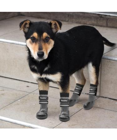 BINGPET Dog Socks - Outdoor Anti Slip Paw Protector for Hardwood Floors, Waterproof with Reflective Straps, Traction Control - Grey, Large - Buy Online on GoSupps.com