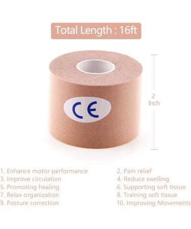AUPCON Elastic Kinesiology Tape for Sports Recovery and Support - Hypoallergenic Cotton Tape for Knee, Shoulder, Ankle, Elbow, and More - Buy Online on GoSupps.com