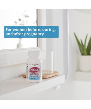 Prenatal Multivitamin by HealthStar | Folate, Vitamin C, D, Iron, Calcium, B12 | 100 Tablets for Healthy Mom and Baby - Buy Online on GoSupps.com
